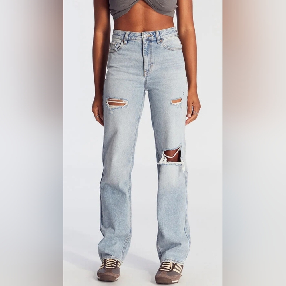 Pacsun '90s Boyfriend Jeans Ripped Light Indigo Sz 25